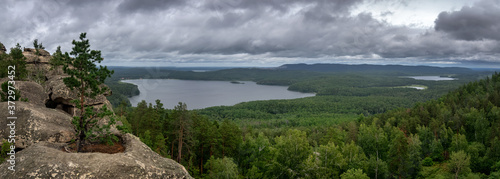 panoramic view from Arakul Shikhan, Russia, Ural