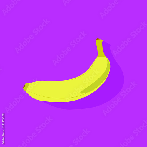 Bright yellow banana on a purple background