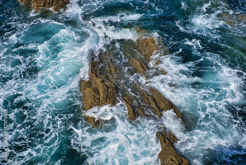 sea water on rock, top view