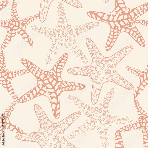 Abstract coral like starfish vector seamless pattern