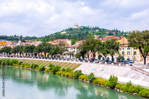 Panoramic view of Verona and Adige River, Northern Italy.
