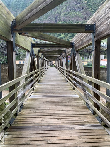 wooden bridge over the river, sao vicente in madeira island