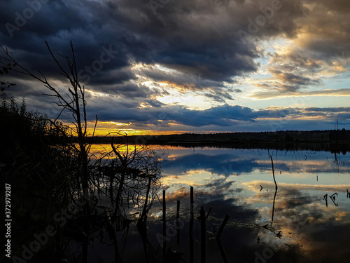 sunset over the river