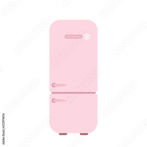 Kitchen refrigerator in cartoon style isolated on white background