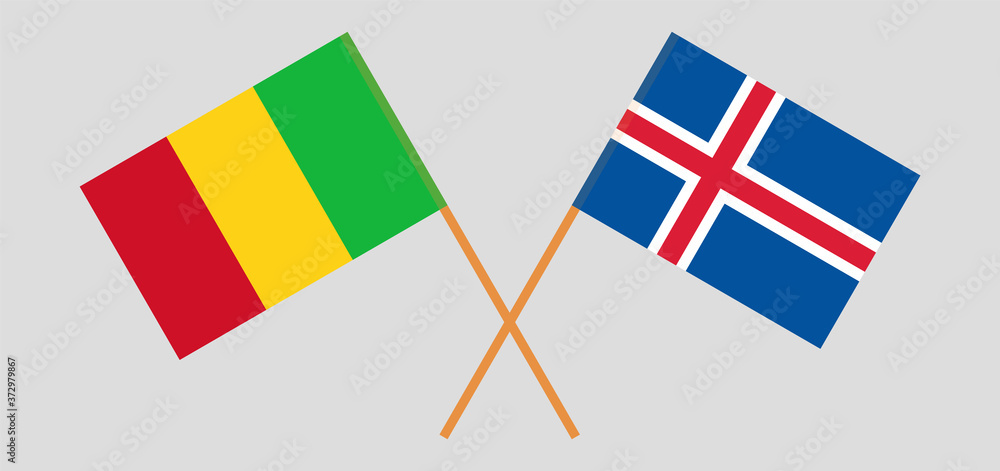 Crossed flags of Mali and Iceland