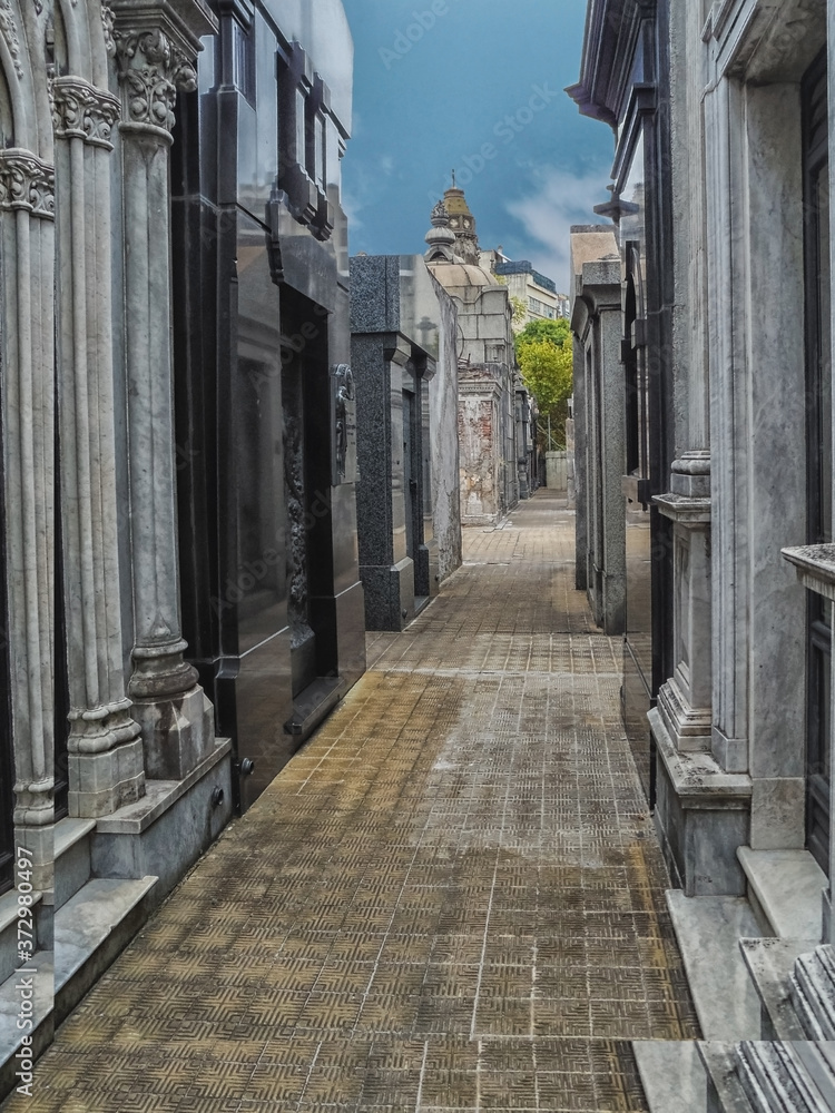 Fototapeta premium Buenos Aires, Argentina - April 24,2019: La Recoleta Cemetery ,the world famous attraction,vertical shot.