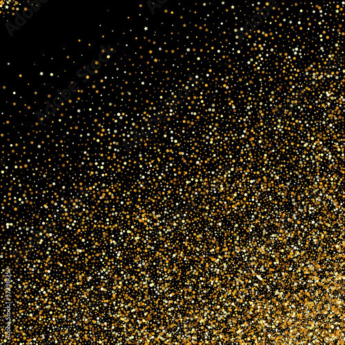 Gold Dust Shiny Black Background. Effect Glow 