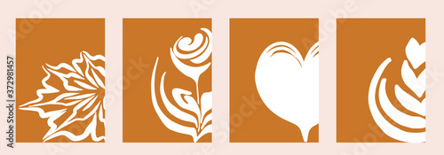 Set of Latte Art. Vector illustration