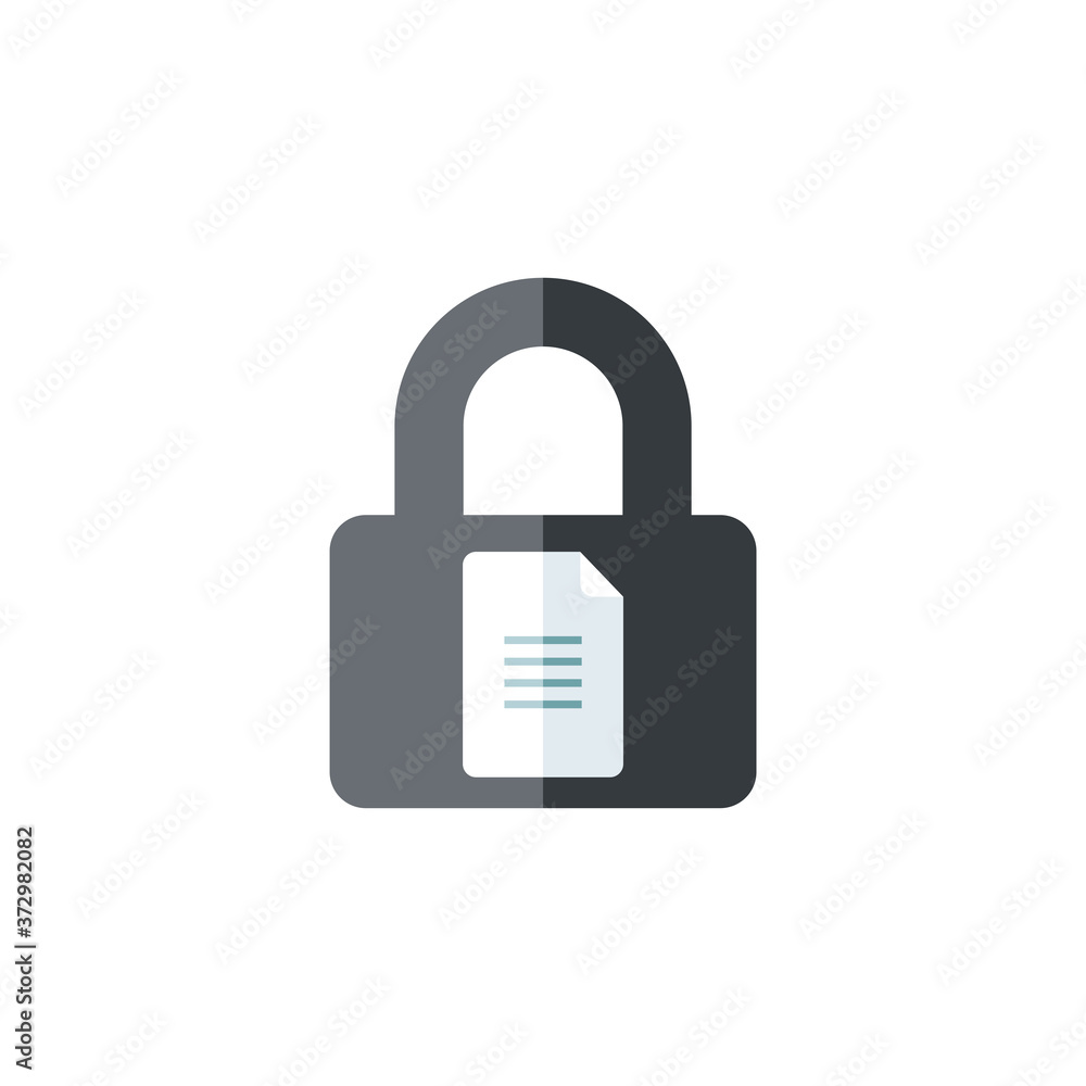Document lock flat icon. File format icon. Extension. Document file security icon Document lock flat icon. File format icon. Extension. Document file security icon