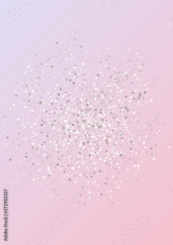 White Sequin Holiday Pink Background. Shiny Polka 