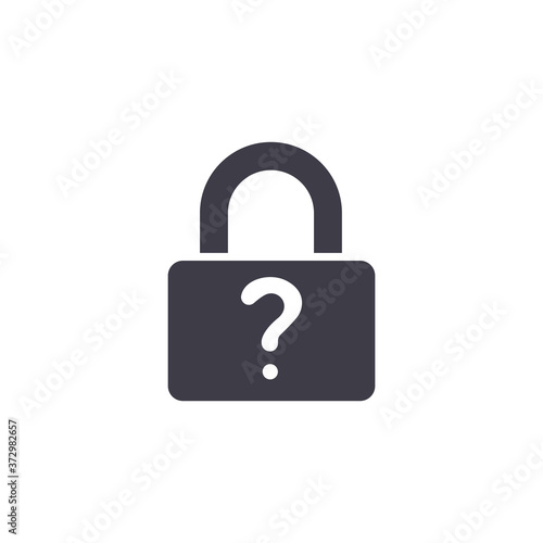 Lock with question symbol. Password hint: Icon for those who have forgotten their passwords