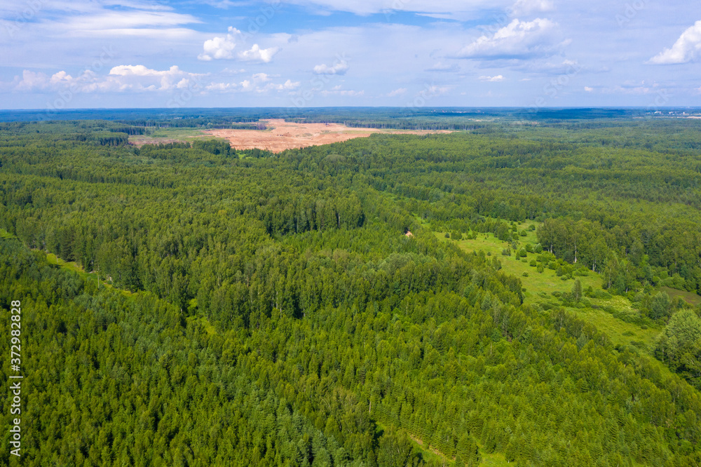 View from the village of Maluevo, Ivanovo region, to the sandy Khromtsovsky quarry. View from the village of Maluevo, Ivanovo region, to the sandy Khromtsovsky quarry.
