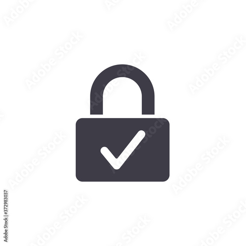 Web Security Lock Vector Icon. Padlock with check sign.