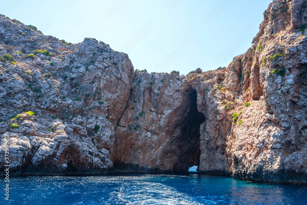 Suluada Island coastal view on the Mediterranean Sea