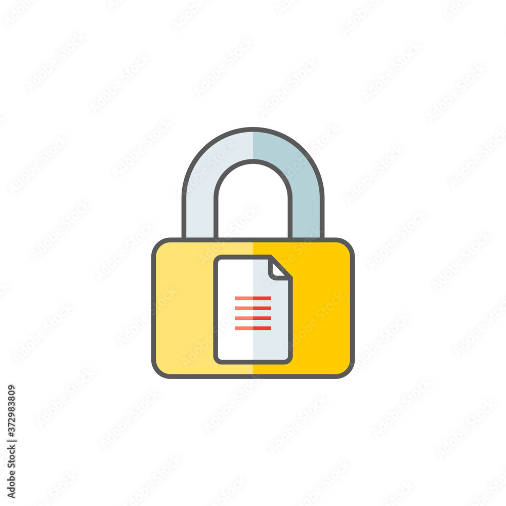 Document lock flat icon. File format icon. Extension. Document file security icon Document lock flat icon. File format icon. Extension. Document file security icon