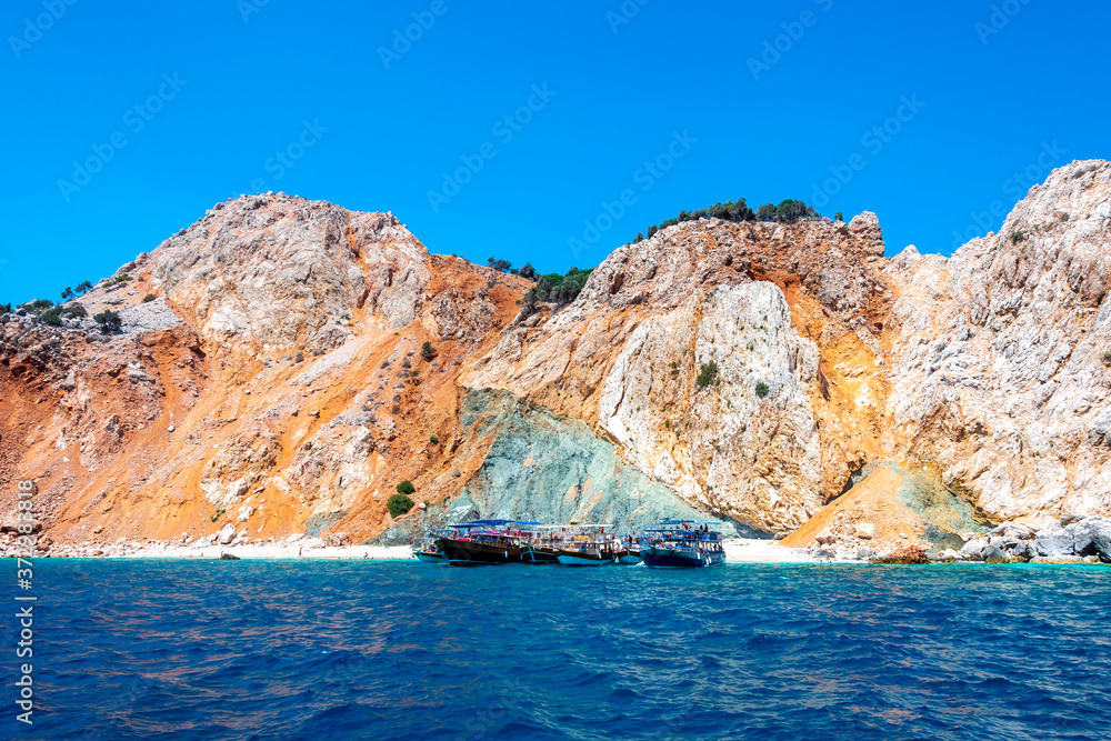 Suluada Island coastal view on the Mediterranean Sea