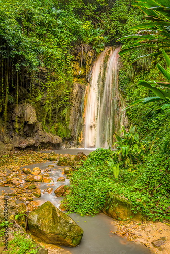 A long exposure view of the Diamond waterfall near to Soufriere in St Lucia