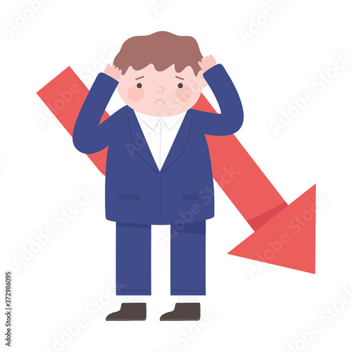 bankruptcy falling sad businessman character business financial economy