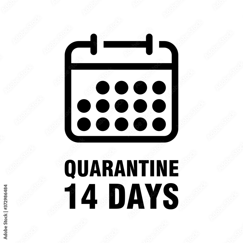 Quarantine 14 Days Calendar Icon. Vector Image. Quarantine 14 Days Calendar Icon. Vector Image.