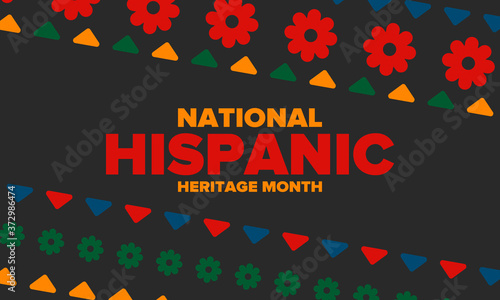 National Hispanic Heritage Month in September and October. Hispanic and Latino Americans culture. Celebrate annual in United States. Poster, card, banner and background. Vector illustration