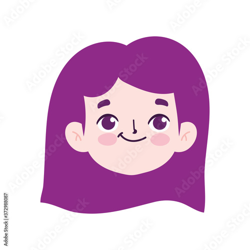 cartoon face girl female character isolated icon