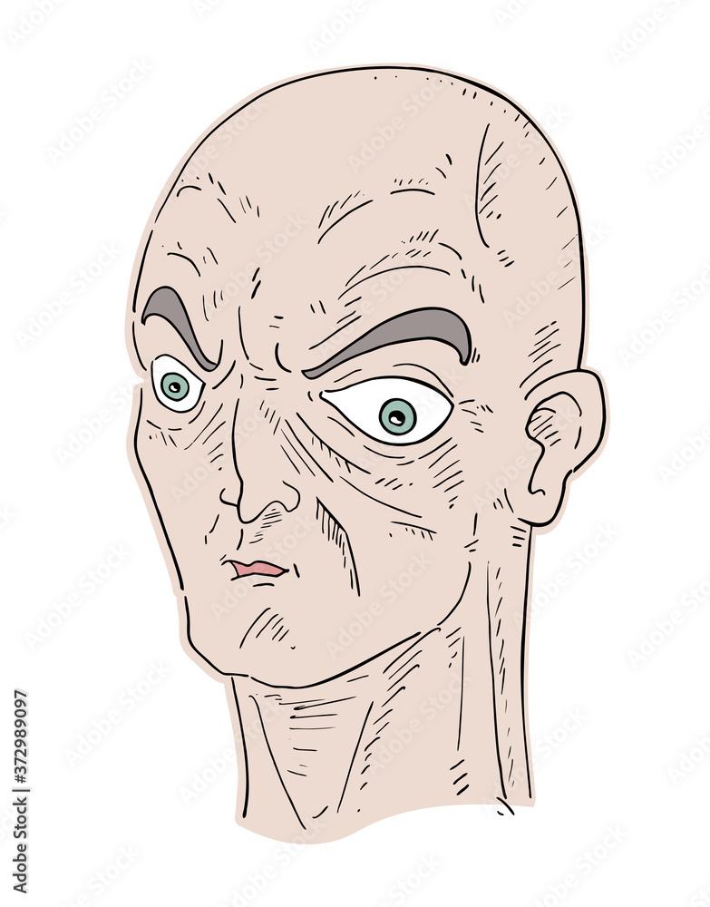 Design of bald man draw