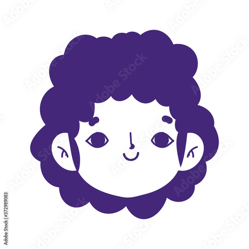 cartoon avatar face boy smiling expression isolated icon © Stockgiu