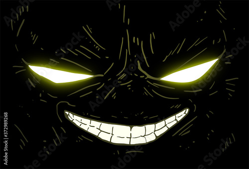 Design of grinning evil face