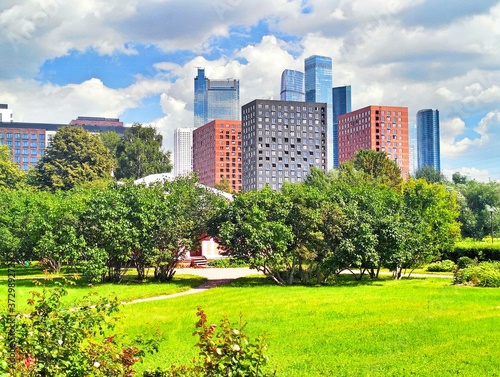 Photography Summer landscape with skyscrapers