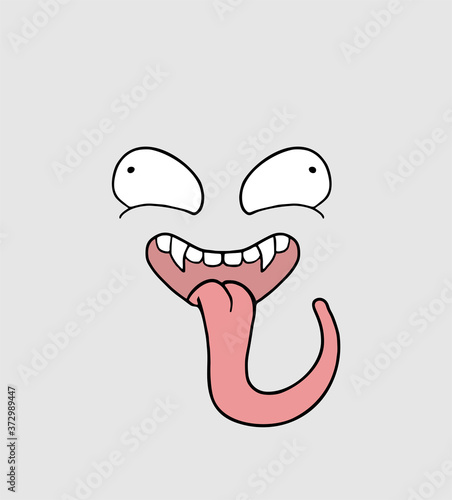 Funny face with long tongue