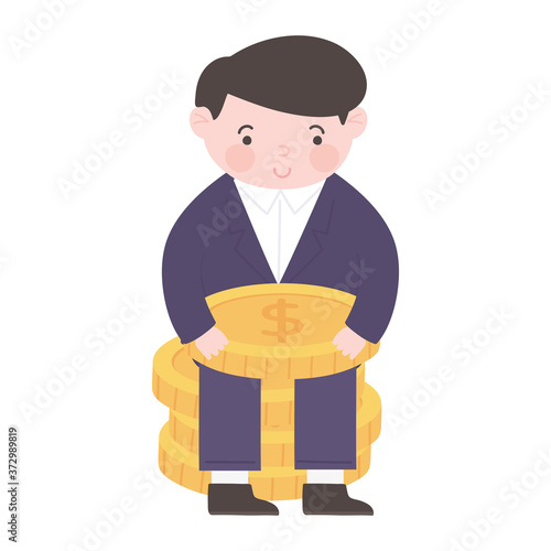 bankruptcy sad businessman with coins money business financial crisis