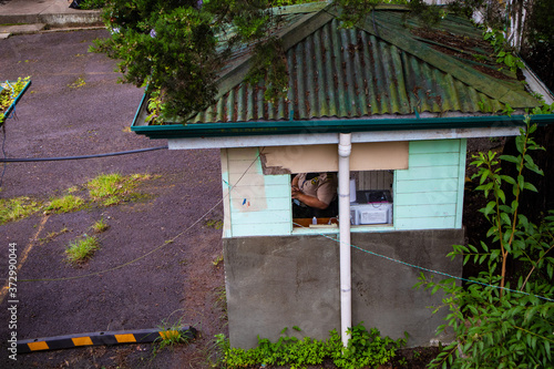 Security hut on a parking space in costa rica