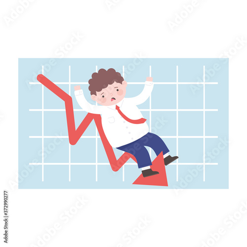 bankruptcy man falling down with recession chart business process financial crisis