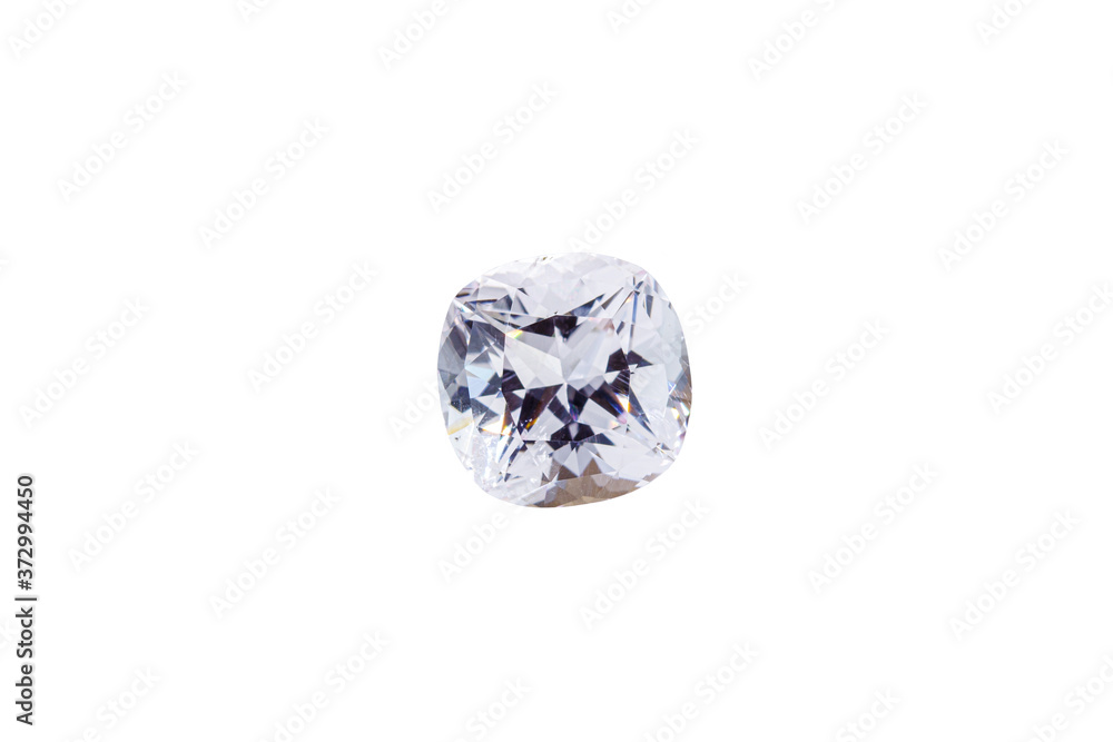 macro mineral faceted stone Morganite on a white background macro mineral faceted stone Morganite on a white background
