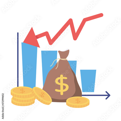 bankruptcy coins money falling arrow business process financial crisis
