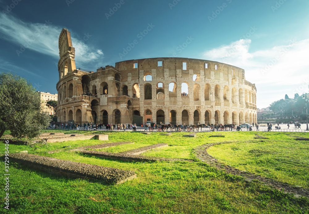 Colosseum in Rome, sunrise time, Italy