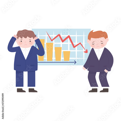 bankruptcy unhappy businessmen financial arrow downwards business crisis