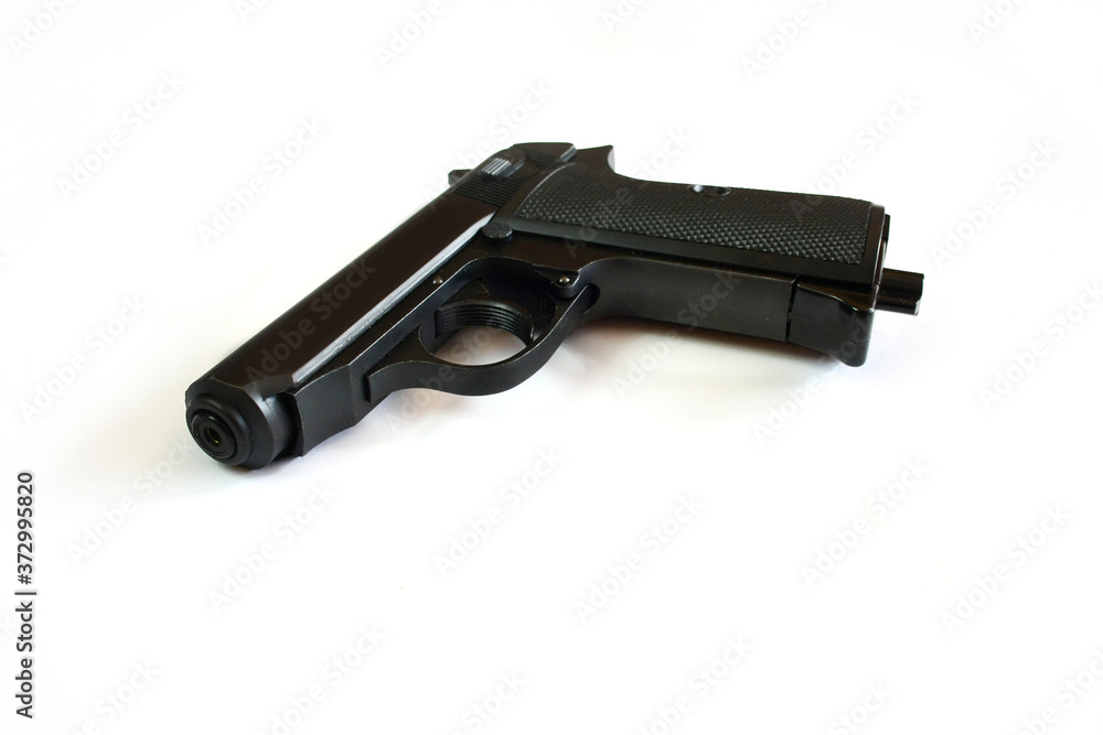 Black gun on a white background