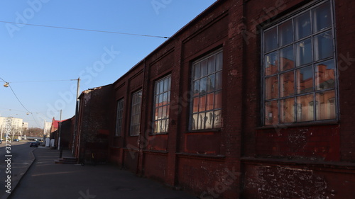 abandoned factor y building with red brick