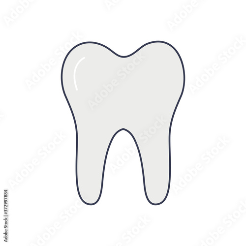 human body concept, tooth icon, line fill style