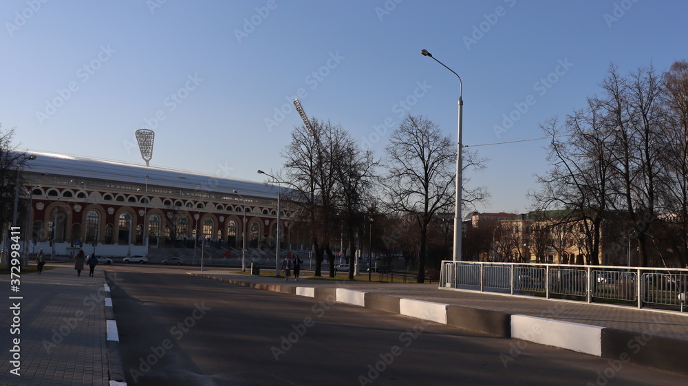 autumn MInsk central street with buildings and quayside autumn MInsk central street with buildings and quayside