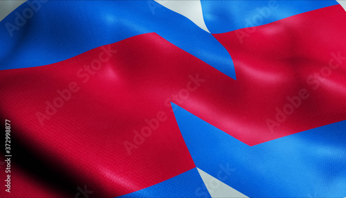 3D Waving Netherlands City Flag of Nieuwegein Closeup View photo