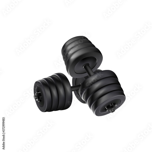 Dumbbell adjustable disc isolated vector. realistic fitness weight equipment. Scalable editable illustration. Gym and body building black weights exercise. graphic weight bar