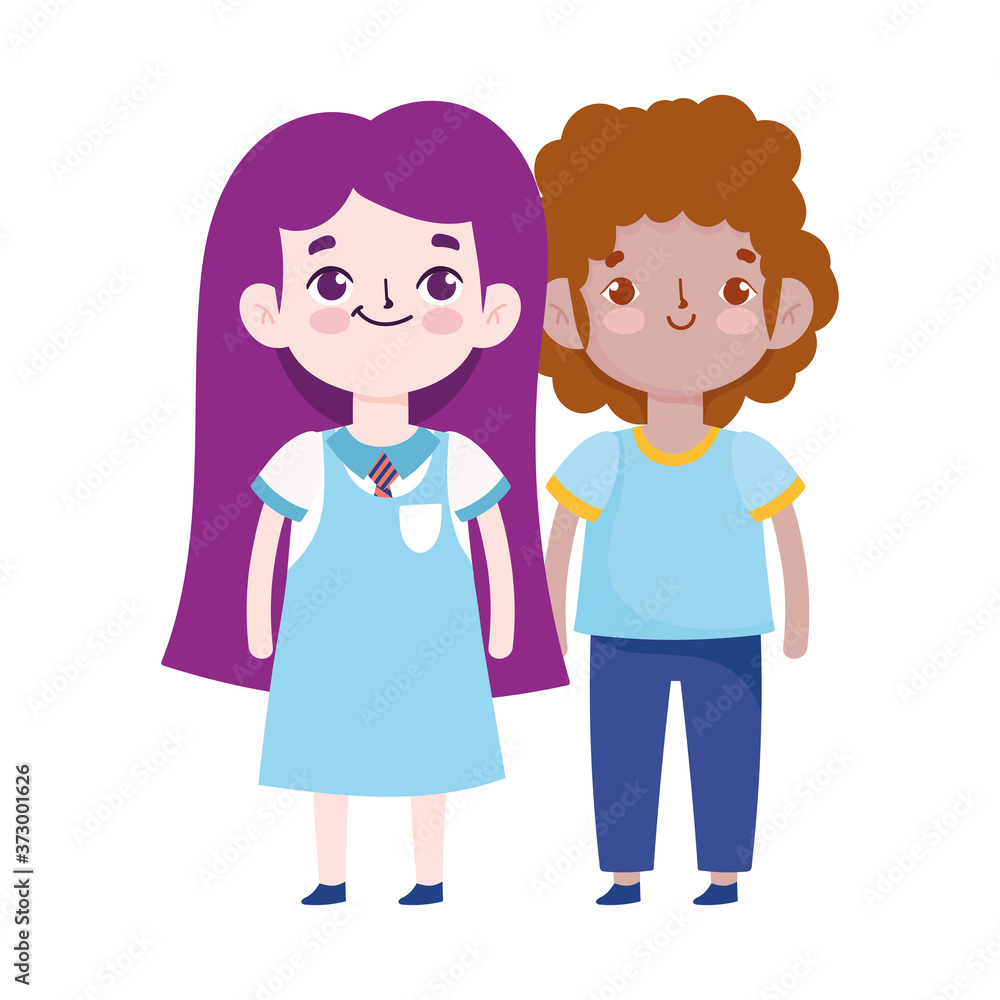 back to school, student boy and girl uniform cartoon elementary education back to school, student boy and girl uniform cartoon elementary education