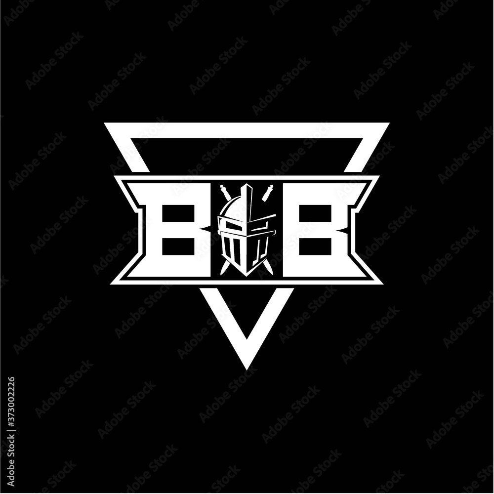 The initials inspiration B B modern knight logo with a triangle