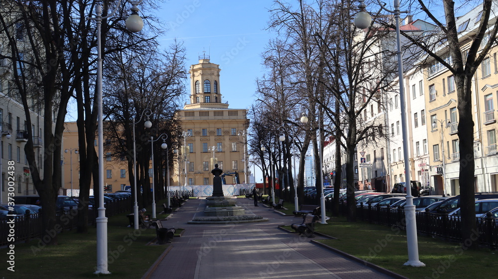 various buildings and unique architecture at Minsk streets