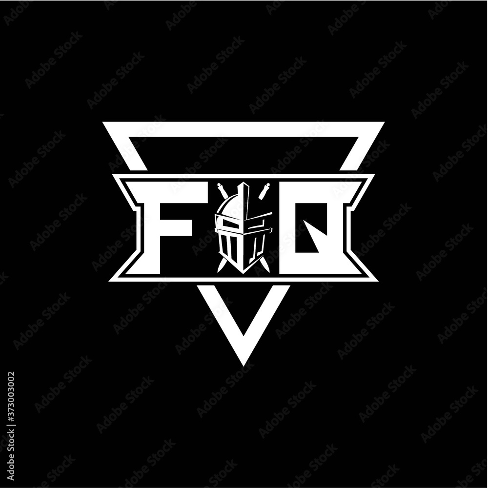 The initials inspiration F Q modern knight logo with a triangle The initials inspiration F Q modern knight logo with a triangle