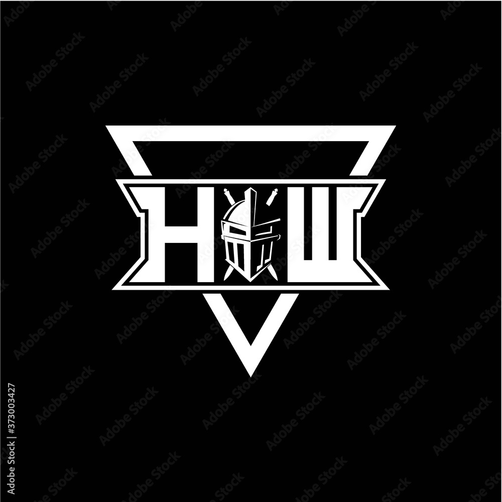 The initials inspiration H W modern knight logo with a triangle The initials inspiration H W modern knight logo with a triangle