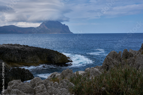 View from San Vito lo Capo in Sicily with rugged shoreline