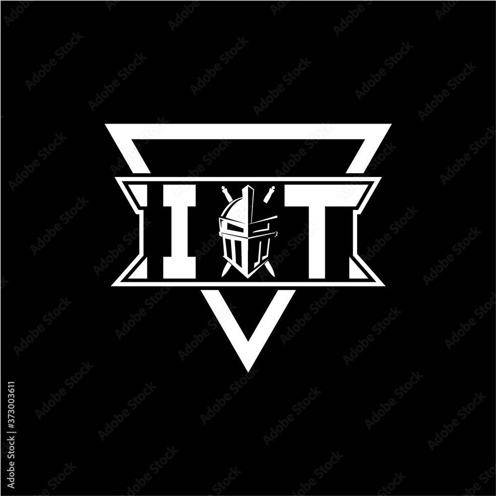 The initials inspiration I T modern knight logo with a triangle The initials inspiration I T modern knight logo with a triangle